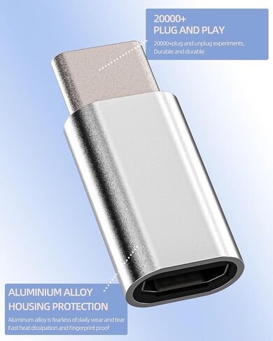مجموعة محول Micro USB أنثى إلى USB C ذكر (3 عبوات) ملحقات شاحن Android إلى Type C Jack كابل شحن قابس كابل شاحن مزود طاقة متوافق مع Samsung Pixel لجهاز iPad tp in Kuwait