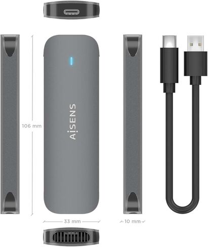 AISENS M.2 (NGFF) ASM2-006GRY SATA to USB3.1 GEN1 Grey External Box in Kuwait