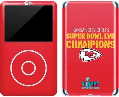 ملصق Skinit لمشغل MP3 متوافق مع iPod Classic (الجيل السادس) 80 جيجابايت - تصميم أبطال NFL Kansas City Chiefs Super Bowl LVII المرخص رسميًا in Kuwait