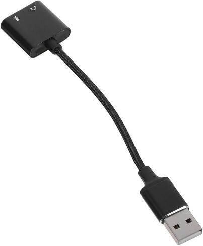 بطاقة صوت USB خارجية ومحول سماعة رأس للكمبيوتر مع مقبس ميكروفون، محول إدخال صوت 2 في 1 للكمبيوتر والهواتف الذكية، كابل أسود للألعاب والاجتماعات عبر الإنترنت in Kuwait