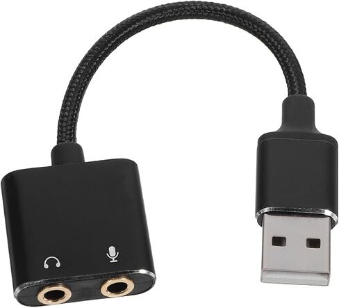 محول صوت USB من هاوسوتيل مع مقسم سماعة رأس وميكروفون وبطاقة صوت USB خارجية لأجهزة الكمبيوتر المحمول والأجهزة المحمولة باللون الأسود in Kuwait