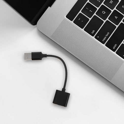 محول صوت USB من هاوسوتيل مع مقسم سماعة رأس وميكروفون وبطاقة صوت USB خارجية لأجهزة الكمبيوتر المحمول والأجهزة المحمولة باللون الأسود in Kuwait