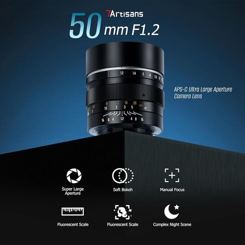 7artisans 50mm F1.2 Large Aperture Manual Focus Prime APC-S Lens for Fuji X Mount,X-H1,X-H2,X-T5,X-T4, X-T3, X-T2,X-T1,X-T50,X-T30,IX-T20,X-T200,X-T100,X-S10,X-S20,X-POR1,X-PRO2,X-Pro3,X-E4 etc in Kuwait