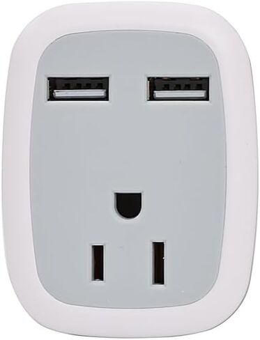 3-in-1 Travel Plug Adapter with Dual USB Ports - US Socket with EU & UK Plug, 100-250V Universal Converter, 2.4A Fast Charging, LED Indicator, Fire-Resistant Design 2.80 X 2.56 X 2.13 in in Kuwait