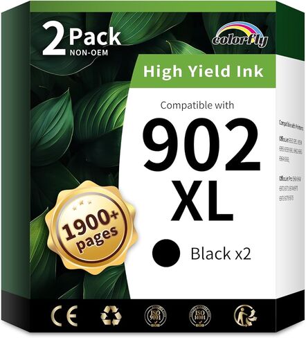 استبدال خراطيش الحبر 902XL المتوافقة مع colorfly لحزمة التحرير والسرد لخراطيش الحبر 902 XL Officejet Pro 6978 تستخدم مع OfficejetPro 6968 6970 OfficeJet 6962 6958 (902XLBK، 902C، 902M، 902Y) in Kuwait