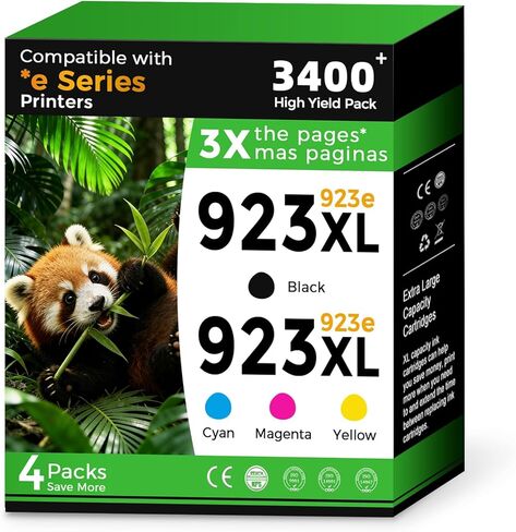 923 923XL 8130e Ink Cartridges Replacement for HP 923e 923 XL Black Color Combo Pack for HP printers OfficeJet Pro 8130e 8135e 8138e 8125e 8120e 8139e 8120 8125 8122e (Black Cyan Magenta Yellow) in Kuwait