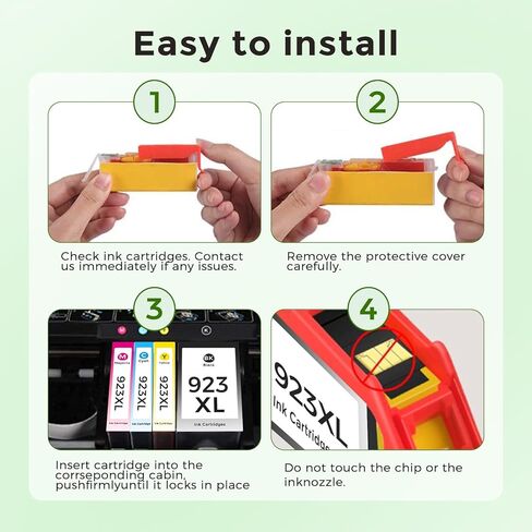 923 923XL 8130e Ink Cartridges Replacement for HP 923e 923 XL Black Color Combo Pack for HP printers OfficeJet Pro 8130e 8135e 8138e 8125e 8120e 8139e 8120 8125 8122e (Black Cyan Magenta Yellow) in Kuwait