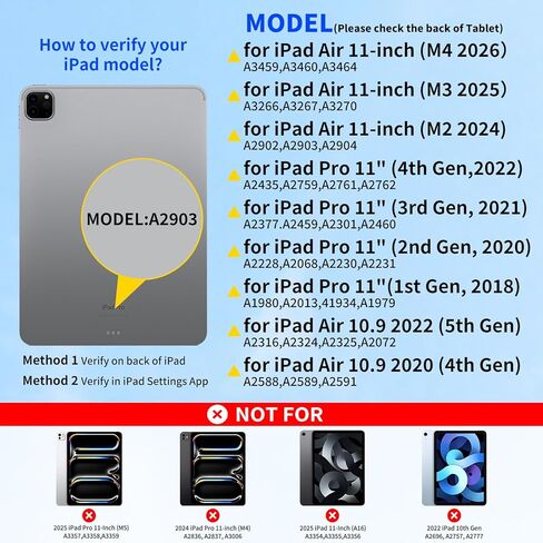حافظة لوحة مفاتيح CC Store لجهاز iPad Air 11 بوصة M4 2026/M3 2025/M2 2024، Pro 11 بوصة (الجيل الرابع/الثالث/الثاني/الأول) - حامل ناتئ مغناطيسي عائم، لوحة تتبع متعددة اللمس، إضاءة خلفية لجهاز iPad Air 5th/4th Gen in Kuwait