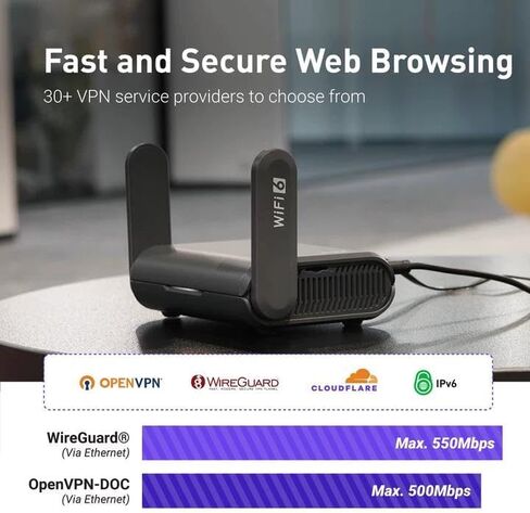 GL.iNet MT5000 (Brume 3) High-Speed Wired VPN Security Gateway & GL.iNet GL-AXT1800 (Slate AX) Portable Travel Router in Kuwait