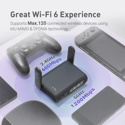 GL.iNet MT5000 (Brume 3) High-Speed Wired VPN Security Gateway & GL.iNet GL-AXT1800 (Slate AX) Portable Travel Router in Kuwait