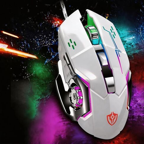 【RGB Light Effect Loop & 6 Mouse Shortcut Keys for Editing - USB Port 】2026 Upgrade Edition Gaming Laptop Optical Wired Mouse,3200 DPI,Precise Without Delay,Ergonomically Designed for Comfortable Grip in Kuwait