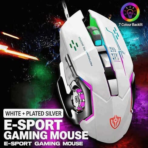 【RGB Light Effect Loop & 6 Mouse Shortcut Keys for Editing - USB Port 】2026 Upgrade Edition Gaming Laptop Optical Wired Mouse,3200 DPI,Precise Without Delay,Ergonomically Designed for Comfortable Grip in Kuwait