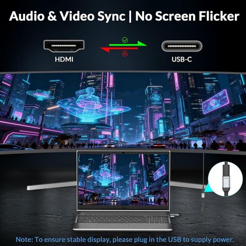 كابل HDMI إلى USB C، محول كابلات HDMI أحادي الاتجاه 4K@60 هرتز إلى النوع C 0.23 متر (ذكر إلى أنثى) للشاشة المحمولة والكمبيوتر المحمول وجهاز العرض السلكي وXreal Air AR وRokid AR in Kuwait