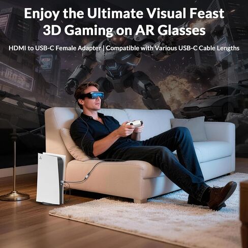 كابل HDMI إلى USB C، محول كابلات HDMI أحادي الاتجاه 4K@60 هرتز إلى النوع C 0.23 متر (ذكر إلى أنثى) للشاشة المحمولة والكمبيوتر المحمول وجهاز العرض السلكي وXreal Air AR وRokid AR in Kuwait