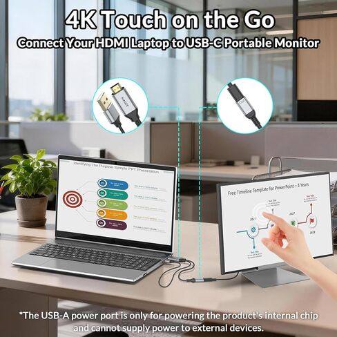 كابل HDMI إلى USB C، محول كابلات HDMI أحادي الاتجاه 4K@60 هرتز إلى النوع C 0.23 متر (ذكر إلى أنثى) للشاشة المحمولة والكمبيوتر المحمول وجهاز العرض السلكي وXreal Air AR وRokid AR in Kuwait