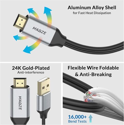 كابل HDMI إلى USB C، محول كابلات HDMI أحادي الاتجاه 4K@60 هرتز إلى النوع C 0.23 متر (ذكر إلى أنثى) للشاشة المحمولة والكمبيوتر المحمول وجهاز العرض السلكي وXreal Air AR وRokid AR in Kuwait