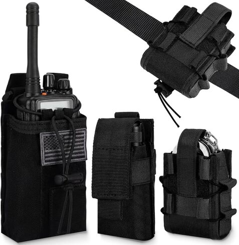 Shinylin 3 Pack Molle Pouches Set with Flashlight Holster, Radio Holster and Handcuff Holder Utility Tactical Pouches Molle Accessories for Duty Belt, Police Vest, Thickened Nylon in Kuwait