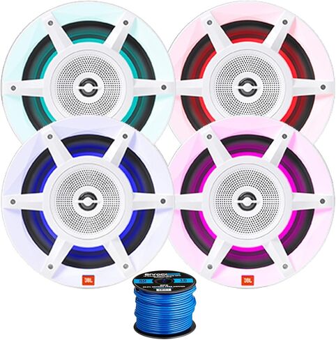 استبدال OEM الأبيض JBL 8 "500 Watt RGB LED حزمة مكبرات الصوت البحرية Powersports البحرية الخارجية - 4 مكبرات الصوت in Kuwait