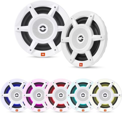 استبدال OEM الأبيض JBL 8 "500 Watt RGB LED حزمة مكبرات الصوت البحرية Powersports البحرية الخارجية - 4 مكبرات الصوت in Kuwait