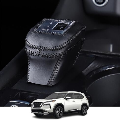 كاكاش الملحقات الداخلية المخصصة لـ Nissan Rogue 2022 2023 غطاء مقبض الترس التلقائي للجلد ، غمد جلود أحذية Transimission Boots (غرز حمراء) in Saudi Arabia
