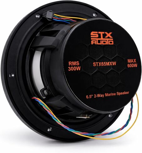 STX Audio STX65MXB - مكبر صوت بحري محوري مقاس 6.5 بوصة، طاقة 600 وات، مقاومة للماء RGB LED، تصميم مضغوط - مثالي للقوارب والمركبات على الطرق الوعرة in Kuwait