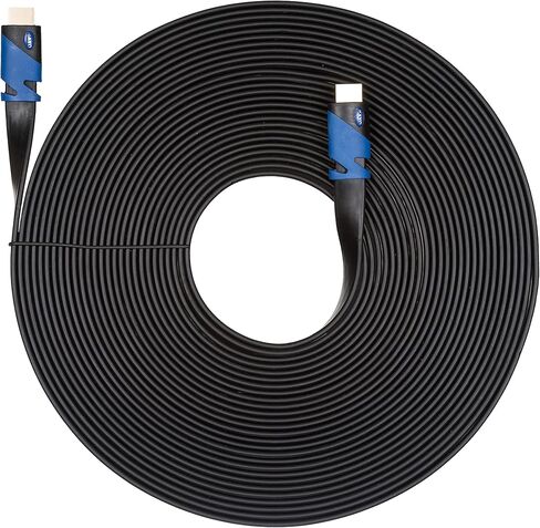 كابل HDMI مسطح من KAYO - 50 قدمًا، كابل HDMI عالي السرعة (15 مترًا) سلك مسطح - تصنيف CL3 يدعم 4K، Ultra HD، 3D، 2160p، 1080p، إيثرنت وإرجاع الصوت (أحدث معيار HDMI 2.0b) متوافق مع HDCP 2.2، ربطة كابل إضافية in Kuwait