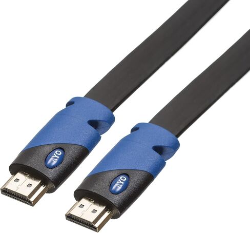 كابل HDMI مسطح من KAYO - 50 قدمًا، كابل HDMI عالي السرعة (15 مترًا) سلك مسطح - تصنيف CL3 يدعم 4K، Ultra HD، 3D، 2160p، 1080p، إيثرنت وإرجاع الصوت (أحدث معيار HDMI 2.0b) متوافق مع HDCP 2.2، ربطة كابل إضافية in Kuwait