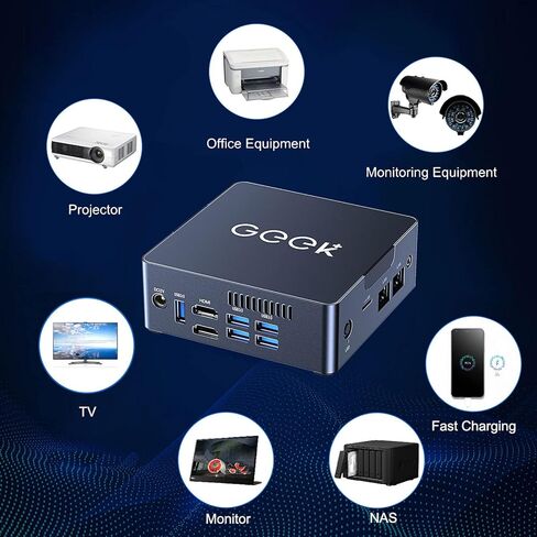 GEEK+ كمبيوتر صغير يعمل بنظام التشغيل Windows 10، كمبيوتر مكتبي HTPC صغير للغاية بدقة 4K HD Intel Celeron J3455 6GB DDR4/128GB SSD، سطح مكتب كمبيوتر صغير نحيف ومحمول، كمبيوتر Micro PC مزدوج HDMI USB أجهزة كمبيوتر مكتبية صغيرة واي فاي بلوتوث in Kuwait