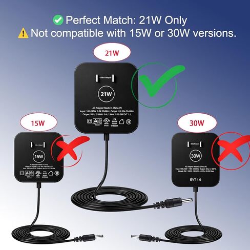 21W Power Cord Replacement for Echo Show 5 (3rd Gen 2023), (1st Gen), Echo Plus (1st Gen), Fire TV (2nd Gen), SK705DI, XC56PY, MW46WB, DV83YW, PS73BR, PS59CV,6.6FT AC Charger Power Adapter,Black in Kuwait