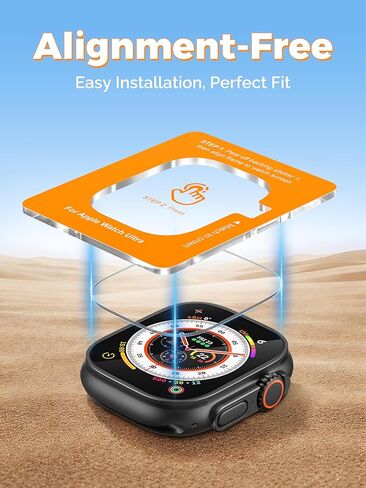 Misxi 3-Pack Hard Ultra-HD Transparent Tempered Glass Screen Protector with Auto Alignment Tool Kit for Apple Watch Ultra 3 (2025) / Ultra 2 / Ultra 49mm, Hassle-free Installation Screen Protection in Kuwait