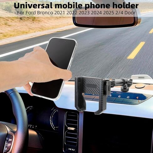 7.3" Aluminum Alloy Arm Phone Mount Holder for Ford Bronco 2021 2022 2023 2024 2025 2/4 Door, Fits 4.7-7.2" Smartphones, Easy Installation, Dual 1" Ball 360° Rotation in Kuwait