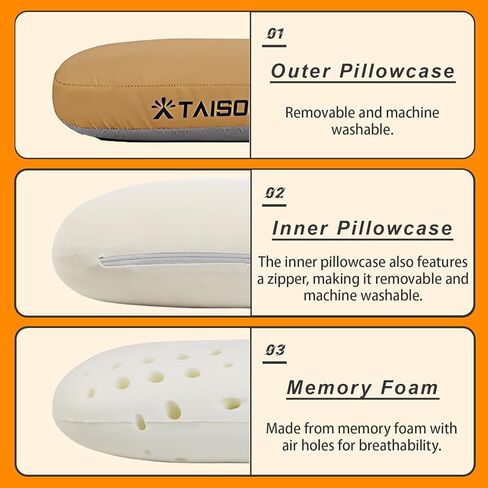 Camping Pillow Memory Foam Pillow, Portable Backpacking Pillow for Travel, Lightweight Compact Pillow with Washable Cover for Camping, Hiking, Backpacking (L) in Kuwait