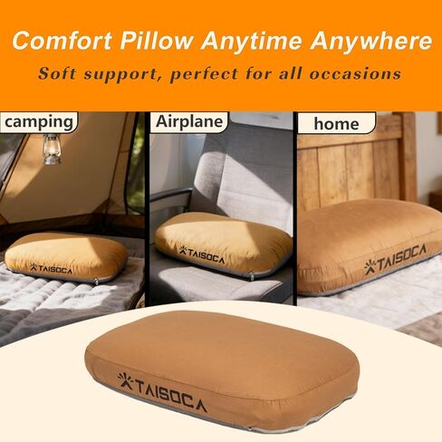 Camping Pillow Memory Foam Pillow, Portable Backpacking Pillow for Travel, Lightweight Compact Pillow with Washable Cover for Camping, Hiking, Backpacking (L) in Kuwait