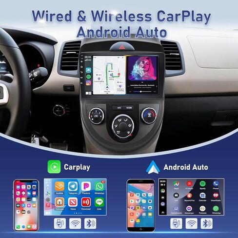 [2G+64G] Volxcereo Car Radio for Kia Soul 2010 2011 2012 2013, 9 inch Android Touchscreen Stereo with Carplay/Android Auto, Support GPS, WiFi, Bluetooth, SWC, FM/RDS, EQ+Backup Cam in Kuwait