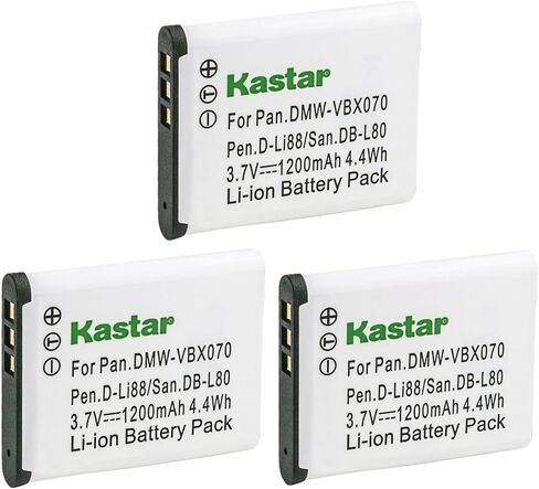 بطارية Kastar DB-L80 بديلة لكاميرا Sanyo Xacti ICR-XRS120MF، VPC-CA100، VPC-CA100EXBK، VPC-CA100EXP، VPC-CA100EXYL، VPC-CA102، VPC-CA102YL، VPC-CG10، VPC-CG10BK، VPC-CG10EXBK-B in Kuwait