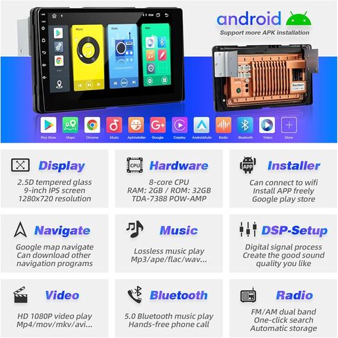 لراديو Toyota Sienna متوافق مع Carplay Android Auto، ترقية السيارة Android Stereo 8core Touchscreen Bluetooth Navigation GPS WiFi FM/AM وحدة رأس الكاميرا الاحتياطية (لـ 2015-2019) in Kuwait