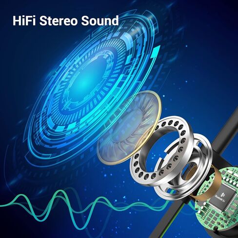 KALOC Bluetooth Headphones, HiFi Bass Stereo Earbuds with Noise Cancelling Mic, IPX7 Waterproof & 12 Hours Play Time, Wireless Sports Headsets for Workout Running in Kuwait