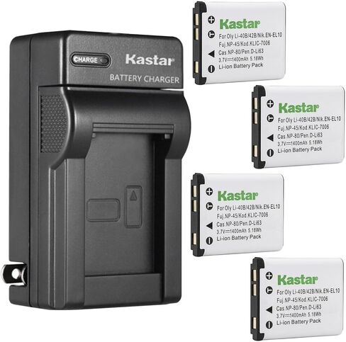 قطعة واحدة من بطارية Kastar وشاحن حائط تيار متردد بديل لكاميرات San Xacti VPC-E1403، Xacti VPC-E1500TP، Xacti VPC-E1600TP، Xacti VPC-T1060، Xacti VPC-T700، Xacti VPC-T800، Xacti VPC-T1284 in Kuwait
