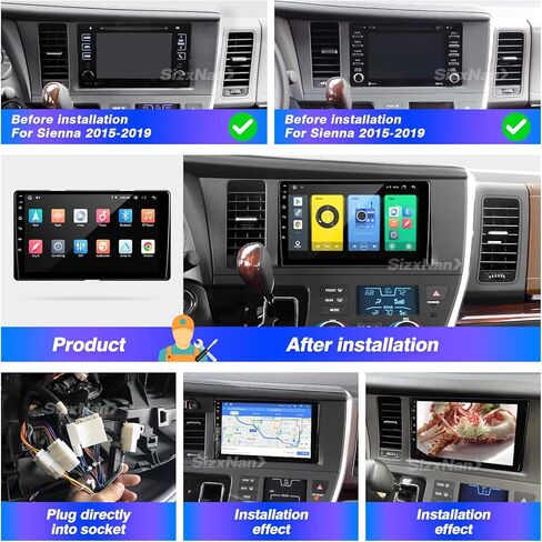 لراديو Toyota Sienna متوافق مع Carplay Android Auto، ترقية السيارة Android Stereo 8core Touchscreen Bluetooth Navigation GPS WiFi FM/AM وحدة رأس الكاميرا الاحتياطية (لـ 2015-2019) in Kuwait