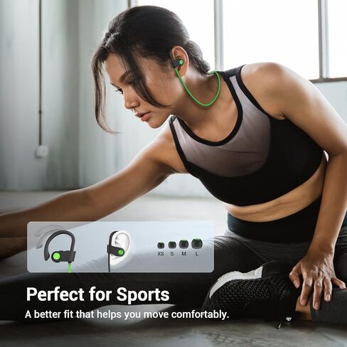 KALOC Bluetooth Headphones, HiFi Bass Stereo Earbuds with Noise Cancelling Mic, IPX7 Waterproof & 12 Hours Play Time, Wireless Sports Headsets for Workout Running in Kuwait