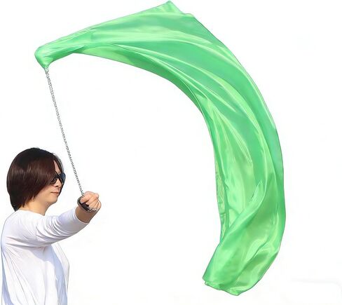 Winged Sirenny Spinning 53" Silk Veil Poi Ball, Flag Scarf Poi Ribbon, Play Silk Scarf for Belly Dance, Single Piece in Kuwait