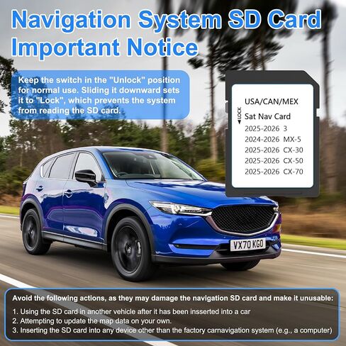 2025-2026 Latest Navigation SD Card - KR9D66EZ1B, Compatible with Mazda 2025 2026 CX-50/3/CX-30/CX-70, 2024-2026 MX-5, Mazda SD Navigation Card for USA Canada Mexico Offline Maps in Kuwait