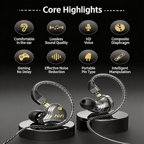 【استمتاع بجودة صوت HiFi】 2026 موديل جديد لسماعات الرأس للألعاب ذات جودة صوت واضحة وجهير عميق، قابلة للفصل، مناسبة للمغنين والموسيقيين والطبول ودي جي in Kuwait