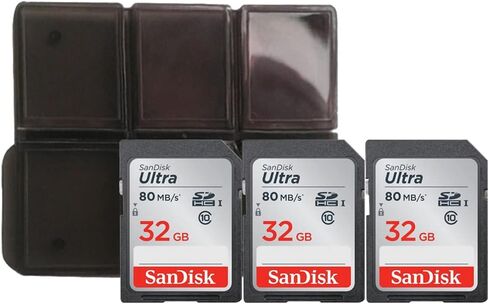 3X 32GB SDHC Ultra 80MB/s + Memory Card Holder in Kuwait