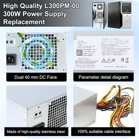 LXun L300PM-00 PS-6301-06D 300W Power Supply Compatible with Dell 3847 MT Power Supply Dell Optiplex for Inspiron Studio Precision Vostro Computer Replaces HU300PM-00 B300NM-00 L265EM-00 PowerSupply in Kuwait