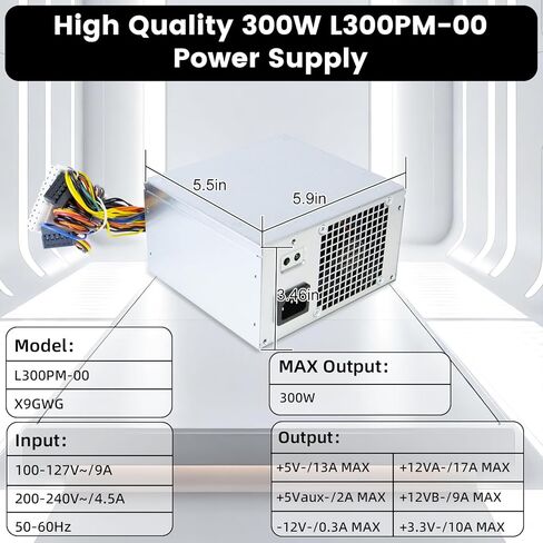 LXun L300PM-00 PS-6301-06D 300W Power Supply Compatible with Dell 3847 MT Power Supply Dell Optiplex for Inspiron Studio Precision Vostro Computer Replaces HU300PM-00 B300NM-00 L265EM-00 PowerSupply in Kuwait