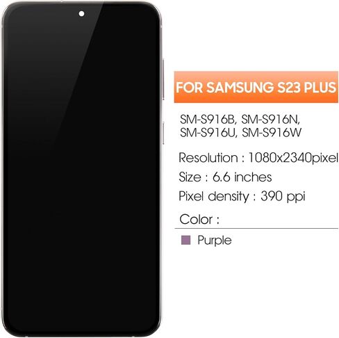 بديل شاشة OLED لهاتف Samsung Galaxy S23 Plus لعرض Samsung S23 Plus LCD SM-S916B SM-S916U SM-S916W مجموعة شاشة لمس LCD رقمية مع إطار in Kuwait