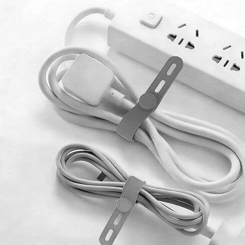 10PCS Reusable Silicone Cable Ties with Adjustable Locking Buckles Washable High Elasticity Cord Management Straps for Office School Organization Grey in Kuwait