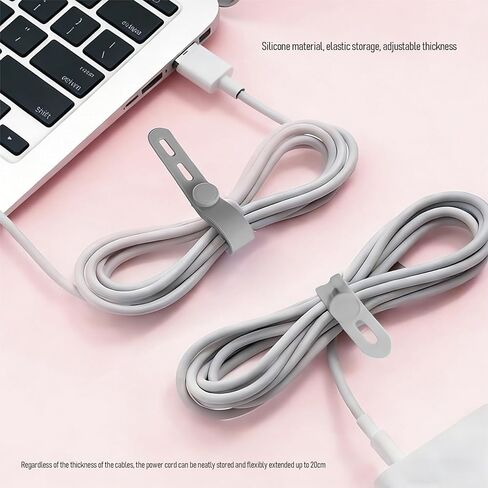 10PCS Reusable Silicone Cable Ties with Adjustable Locking Buckles Washable High Elasticity Cord Management Straps for Office School Organization Grey in Kuwait