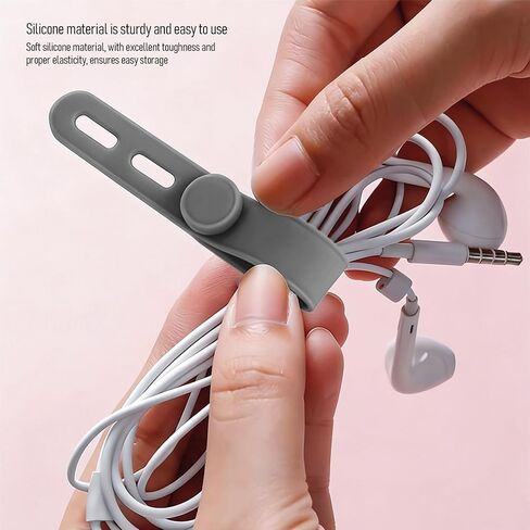 10PCS Reusable Silicone Cable Ties with Adjustable Locking Buckles Washable High Elasticity Cord Management Straps for Office School Organization Grey in Kuwait